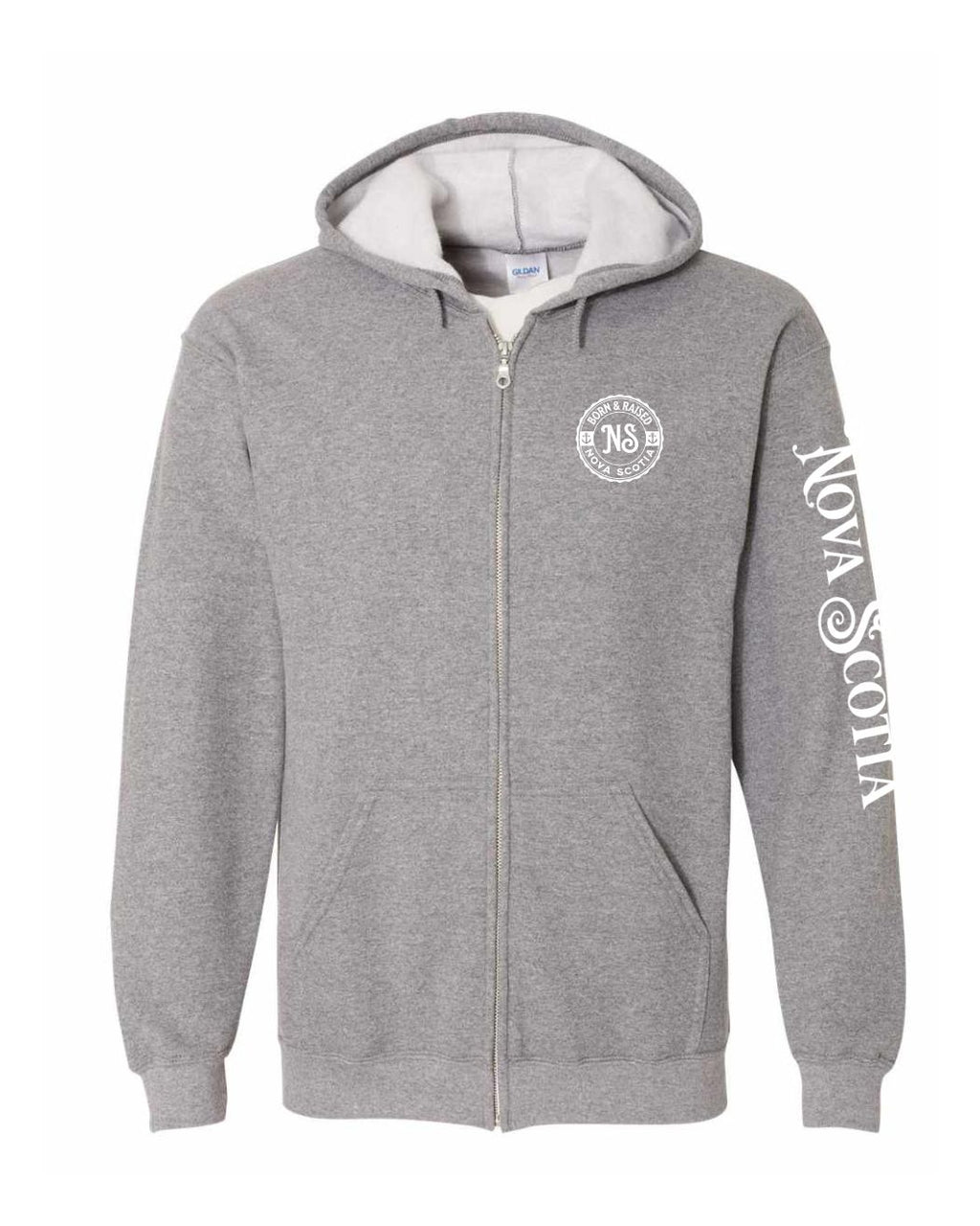 Born And Raised NS Left Chest and Sleeve Zip Hoodie - Unisex