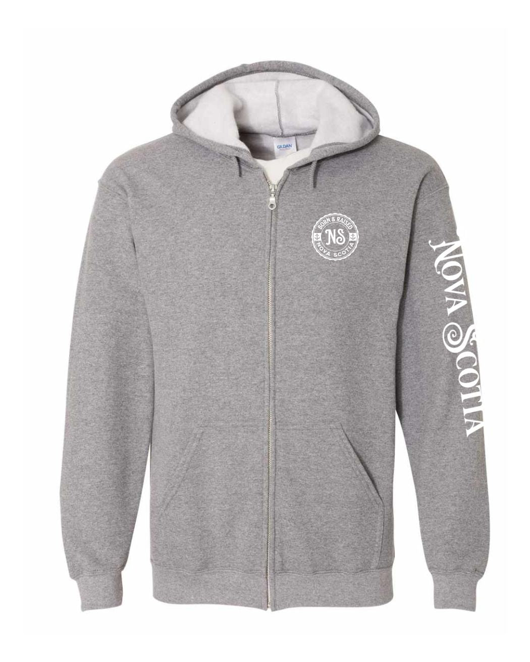 Born And Raised NS Left Chest and Sleeve Zip Hoodie - Unisex