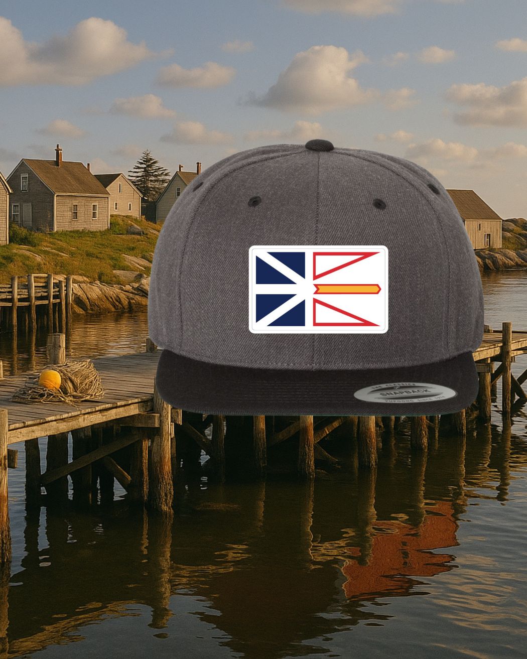 Newfoundland Flag Patch Flat Brim Hat