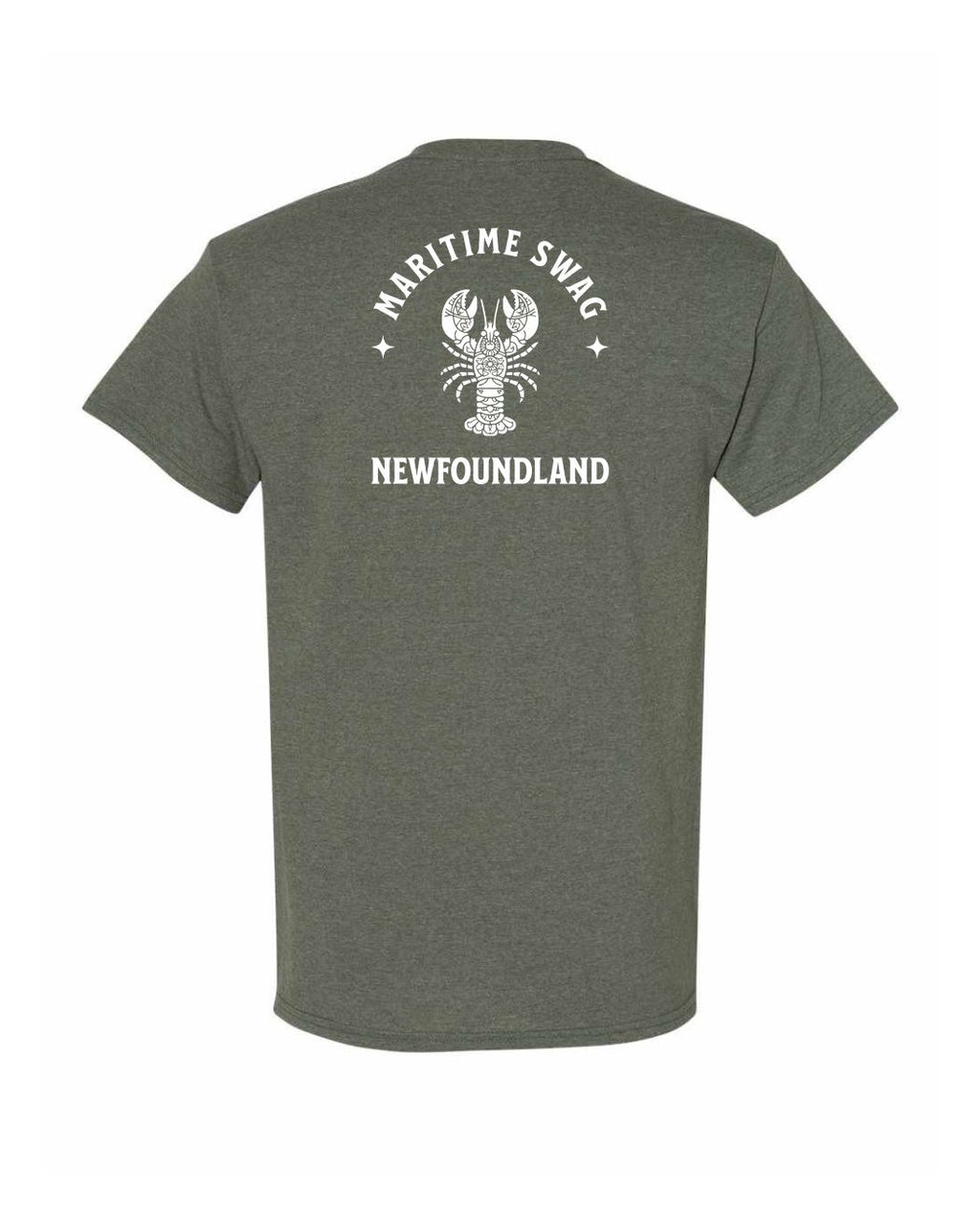 Maritime Swag NFLD Mandala white Lobster Left Chest and Back Men's Tee