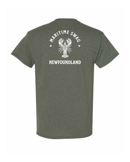 Maritime Swag Newfoundland Mandala white Lobster Left Chest and Back Men's Tee