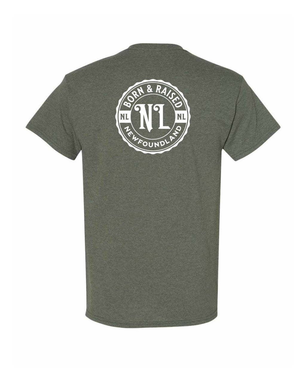 Born & Raised NFLD Left Chest and Back Men's Tee