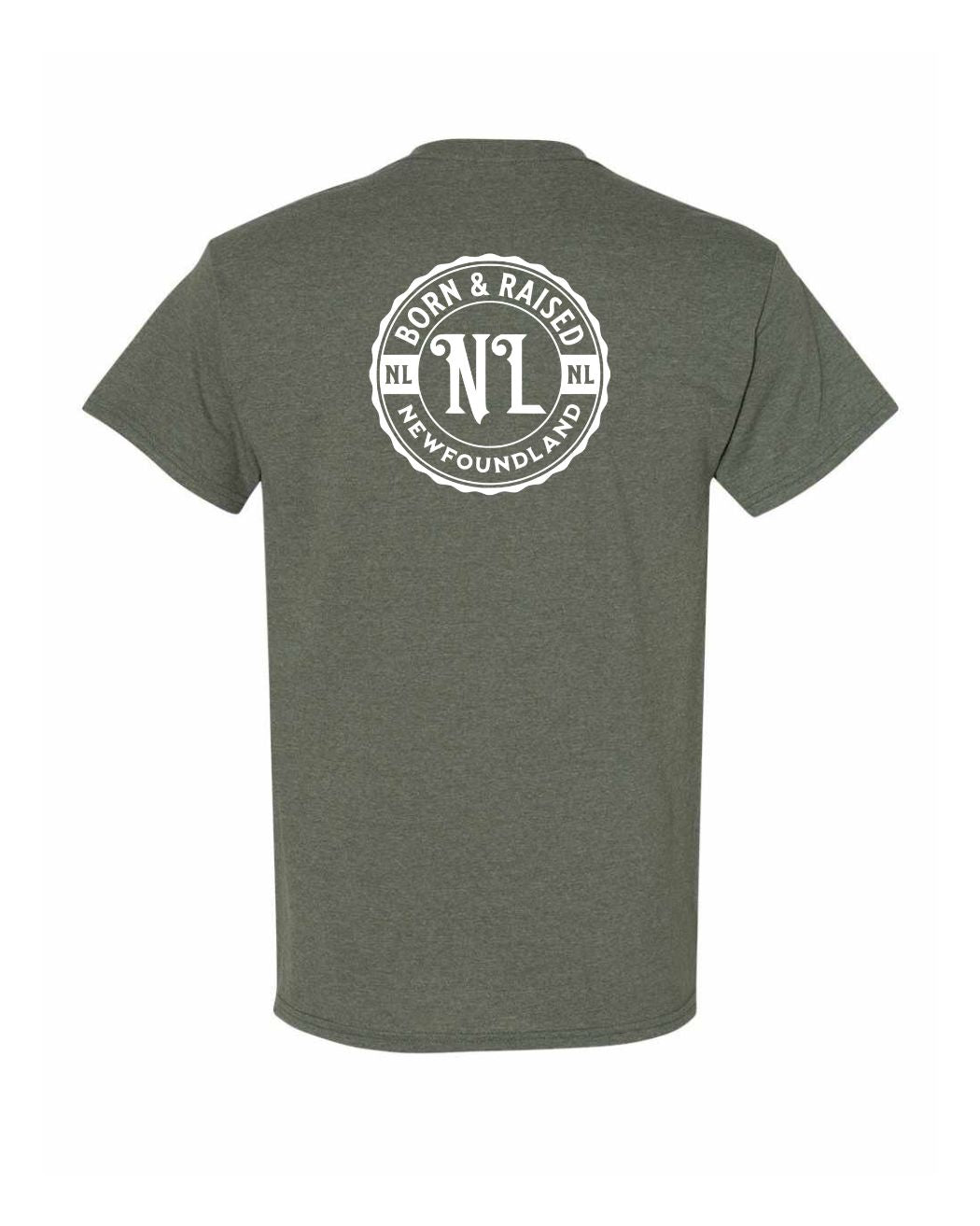 Born & Raised NFLD Left Chest and Back Men's Tee