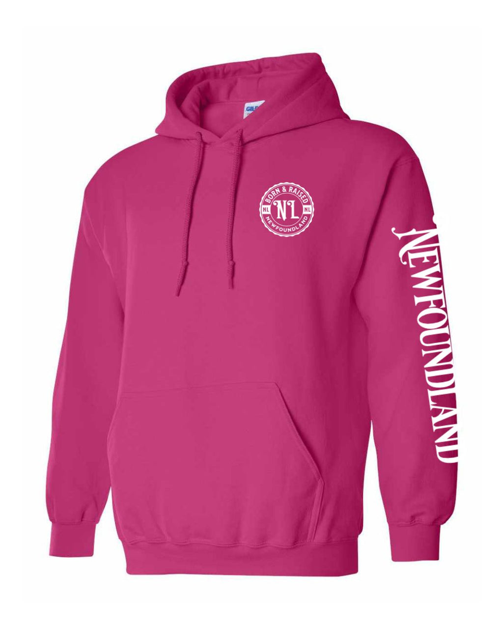 Born and Raised NFLD Left Chest and Sleeve Pullover Hoodie - Unisex