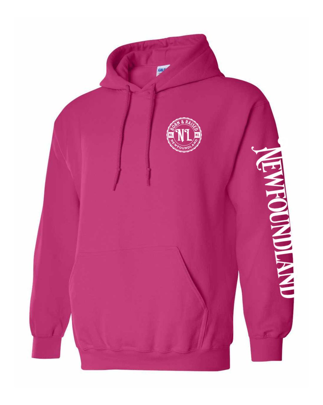 Born and Raised NFLD Left Chest and Sleeve Pullover Hoodie - Unisex