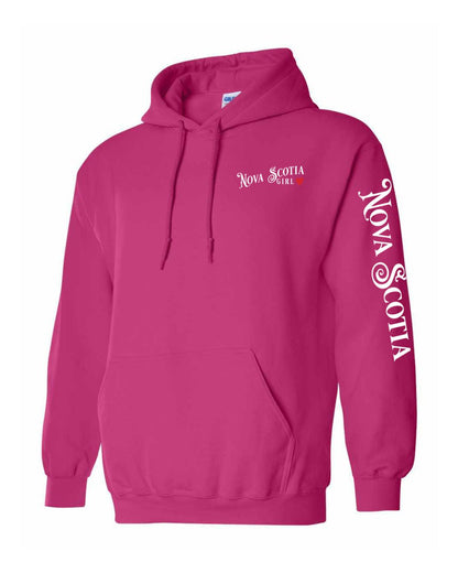 Nova Scotia Girl Red Heart Left Chest and Sleeve Pullover Hoodie