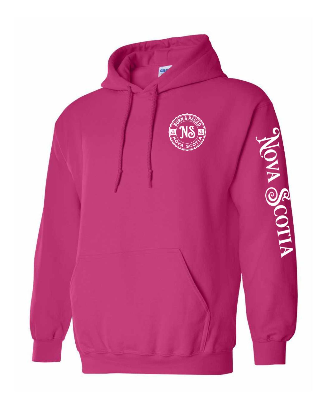 Born and Raised NS Left Chest and Sleeve Pullover Hoodie - Unisex