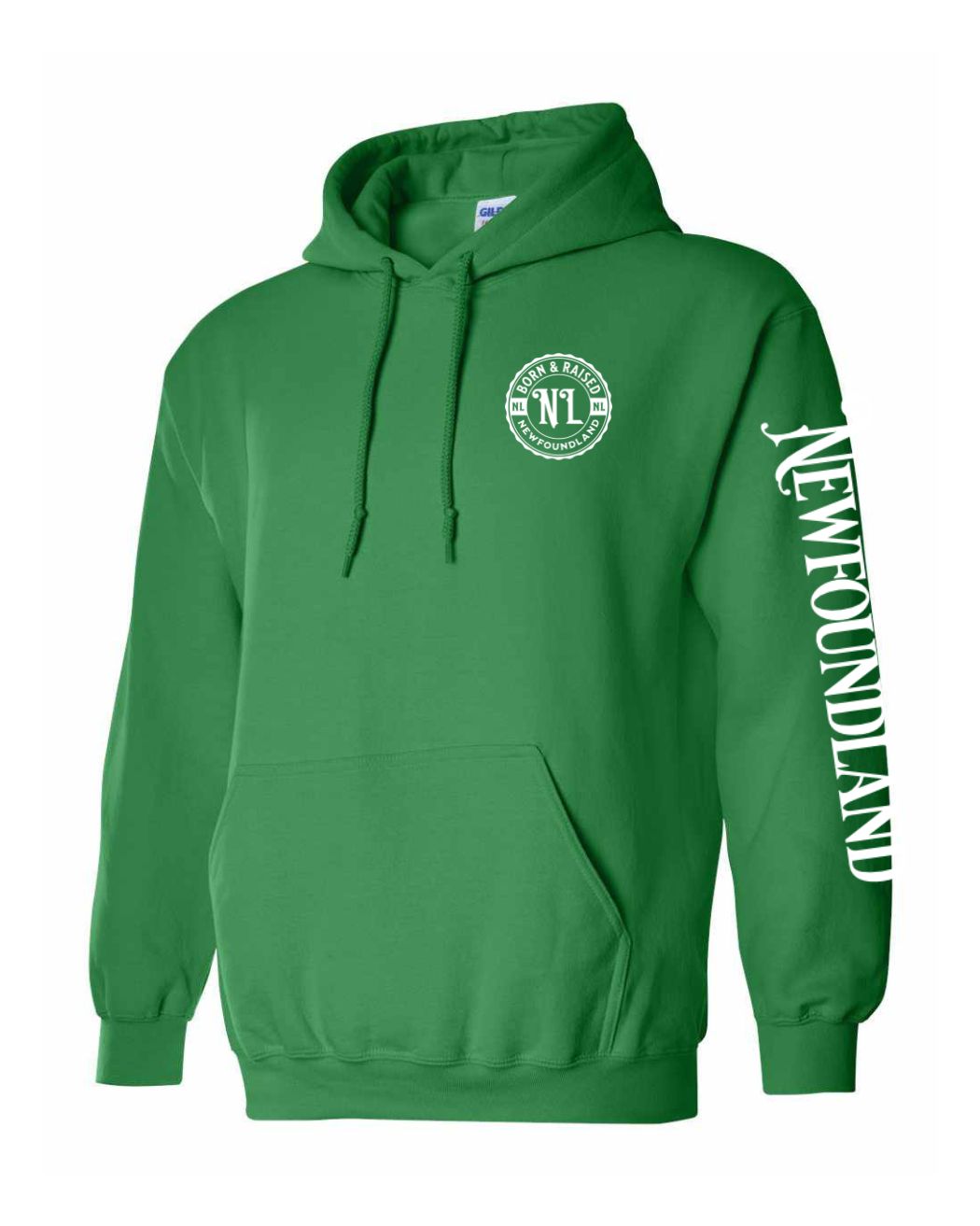 Born and Raised Newfoundland Left Chest and Sleeve Pullover Hoodie