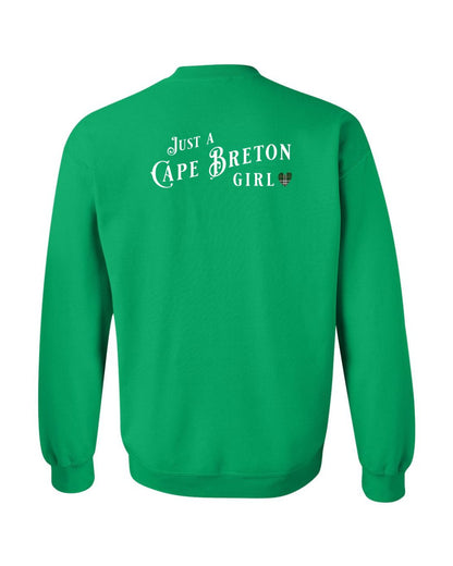 Just a Cape Breton Girl Tartan Left Chest and Back Crewneck Sweatshirt