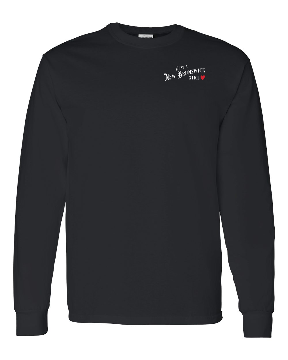 Just a NB Girl Red Heart Left Chest and Back Long Sleeve Tee - Unisex