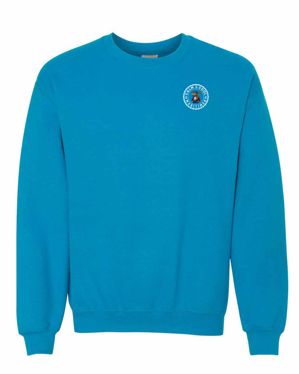 Calm Cool Maritimer Moose Left Chest and Back Crewneck Sweatshirt - Unisex