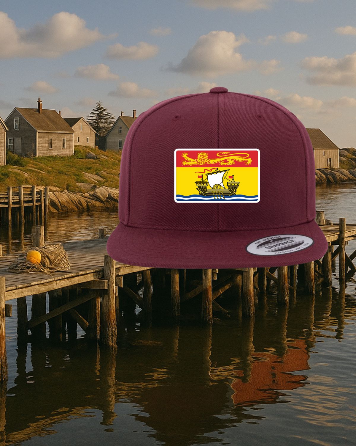 New Brunswick Flag Patch Flat Brim Hat