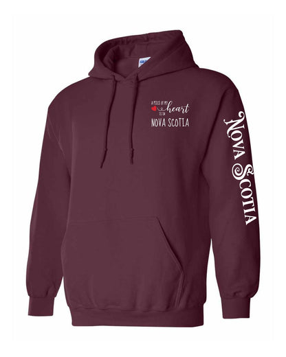 A piece of my heart is in Nova Scotia ( Red Heart ) Left Chest and Sleeve Pullover Hoodie