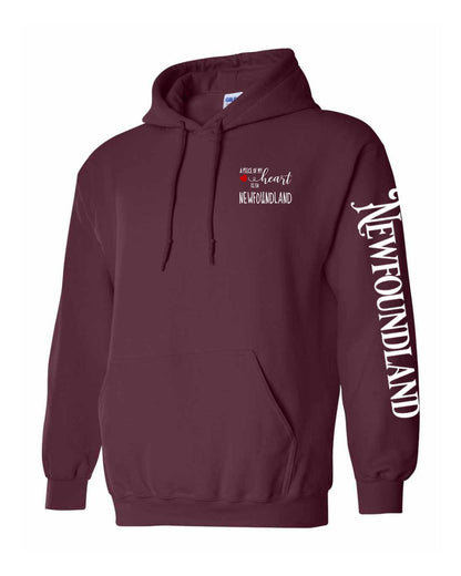 A piece of my heart is in Newfoundland Left Chest and Sleeve Pullover Hoodie