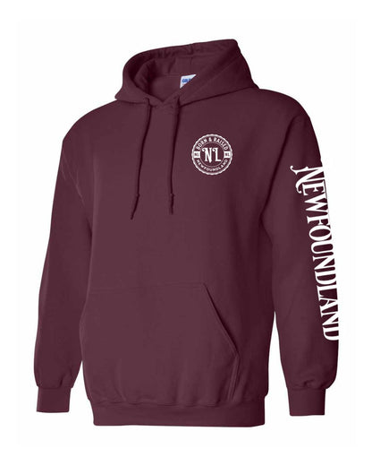 Born and Raised Newfoundland Left Chest and Sleeve Pullover Hoodie