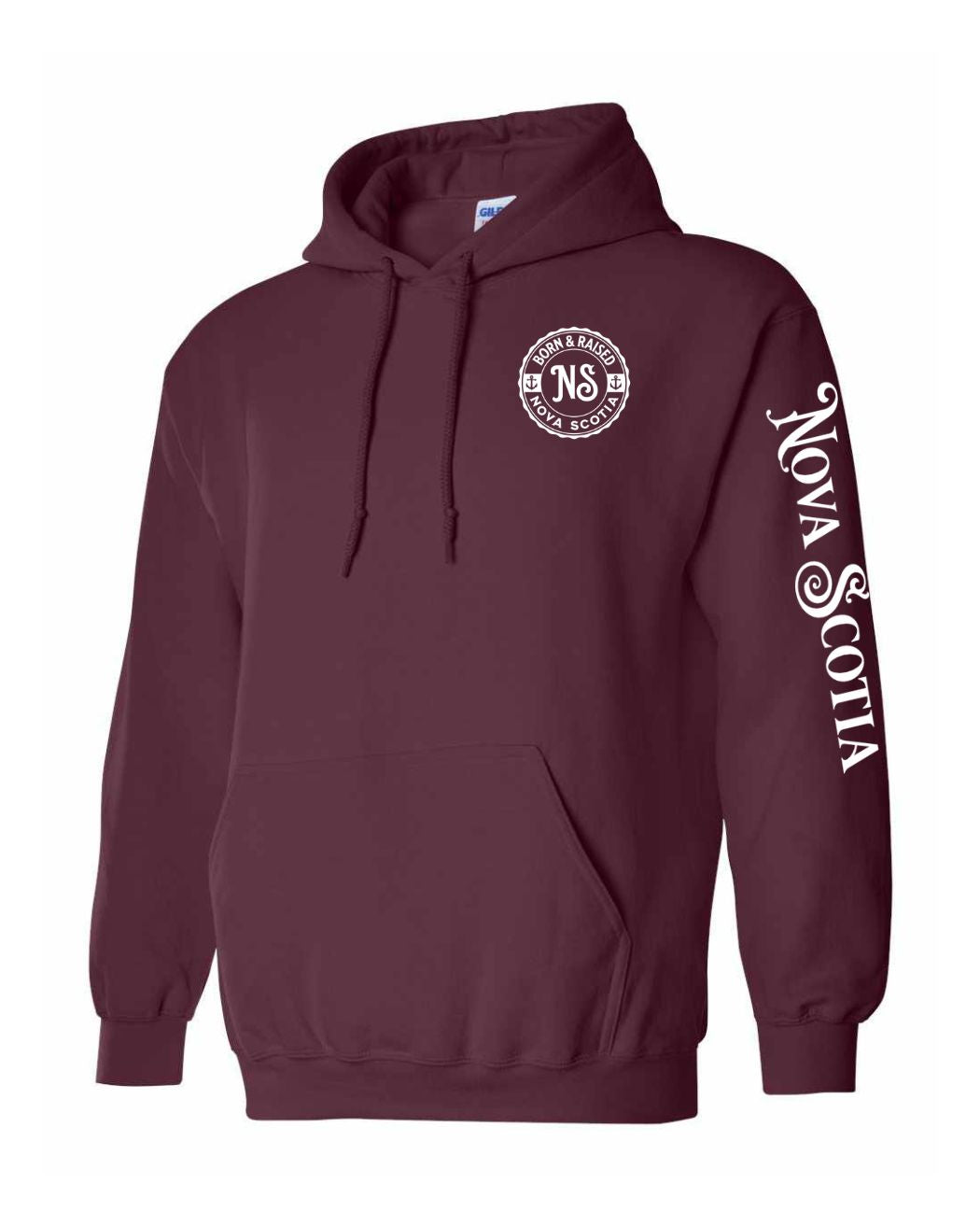Born and Raised NS Left Chest and Sleeve Pullover Hoodie - Unisex