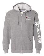 A piece of my Heart NFLD red heart Left Chest and Sleeve Zip Hoodie - Unisex