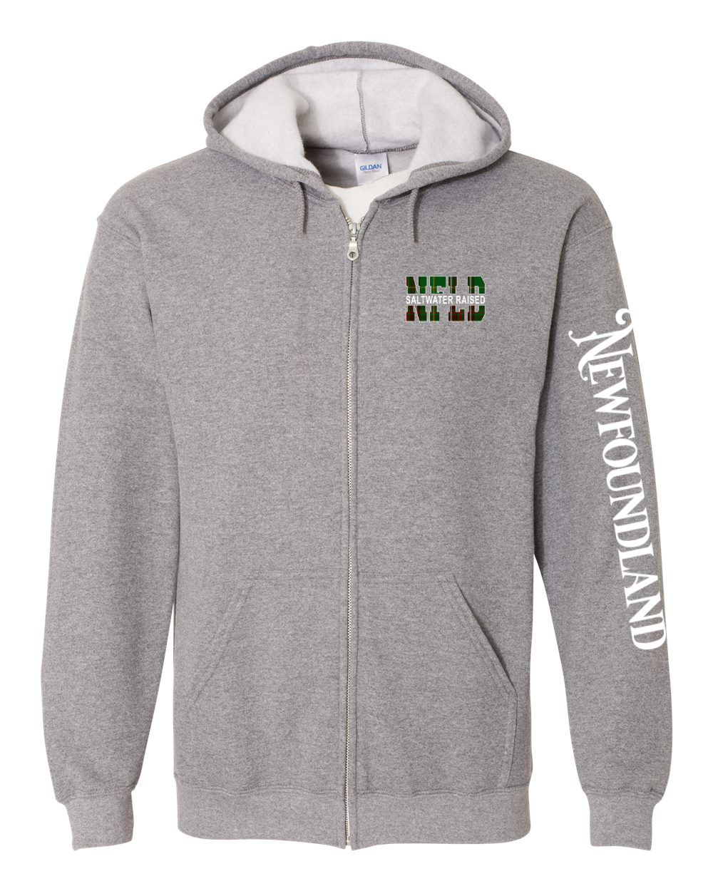 NFLD Saltwater Raised Left Chest and Sleeve Zip Hoodie - Unisex