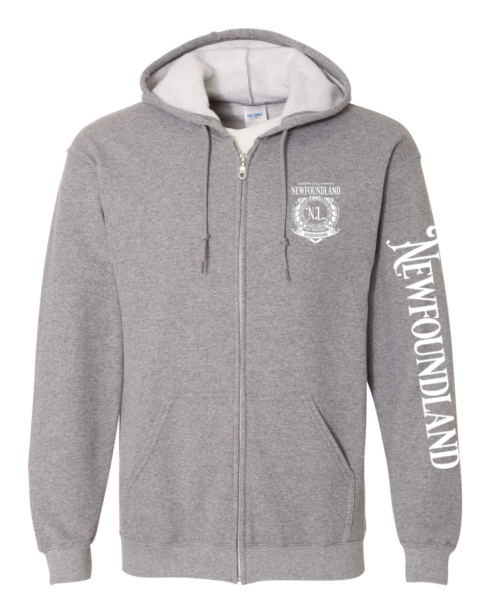 It's a NFLD thing Left Chest and Sleeve Zip Hoodie - Unisex