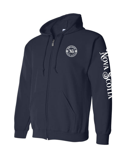 Born And Raised Nova Scotia Left Chest and Sleeve Zip Hoodie