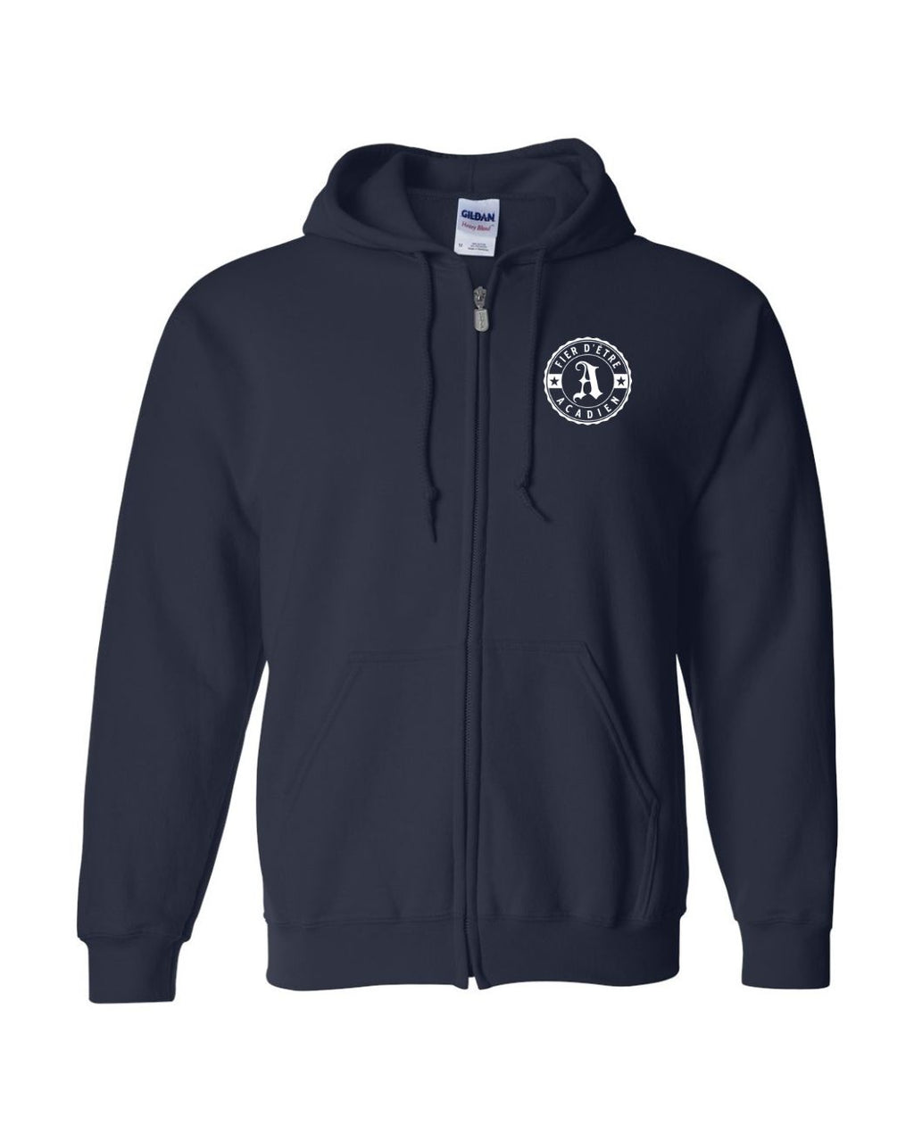 Fier D'etre Acadien White Design Left Chest Only French Zip Hoodie - Unisex