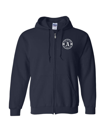 Fier D'etre Acadien White Design Left Chest Only French Zip Hoodie