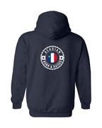 Acadian Born and Raised Acadian Flag Center - Left Chest and Back Zip Hoodie - Unisex