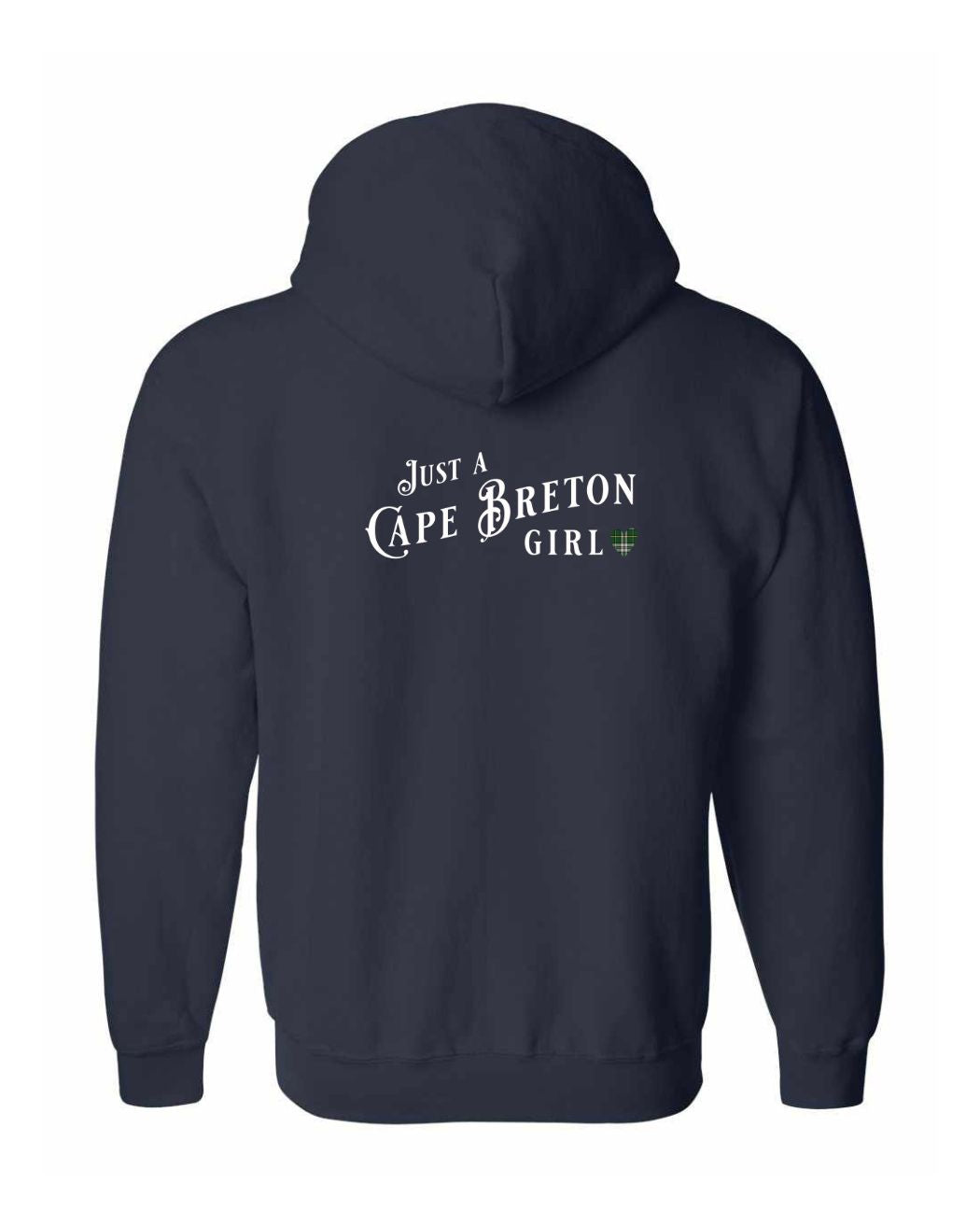 Just a Cape Breton Girl Tartan Left Chest and Back Zip Hoodie