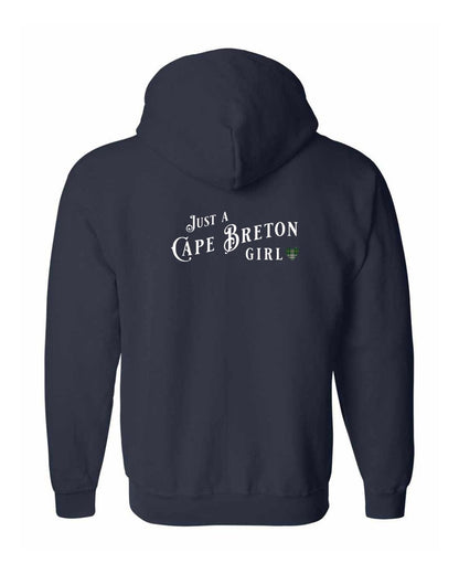 Just a Cape Breton Girl Tartan Left Chest and Back Zip Hoodie