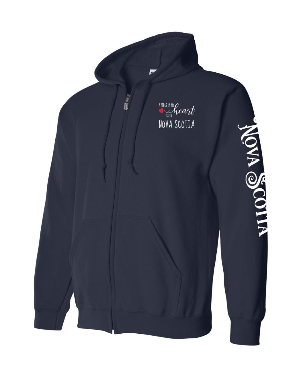 A piece of my heart Red Heart NS Left Chest and Sleeve Zip Hoodie - Unisex