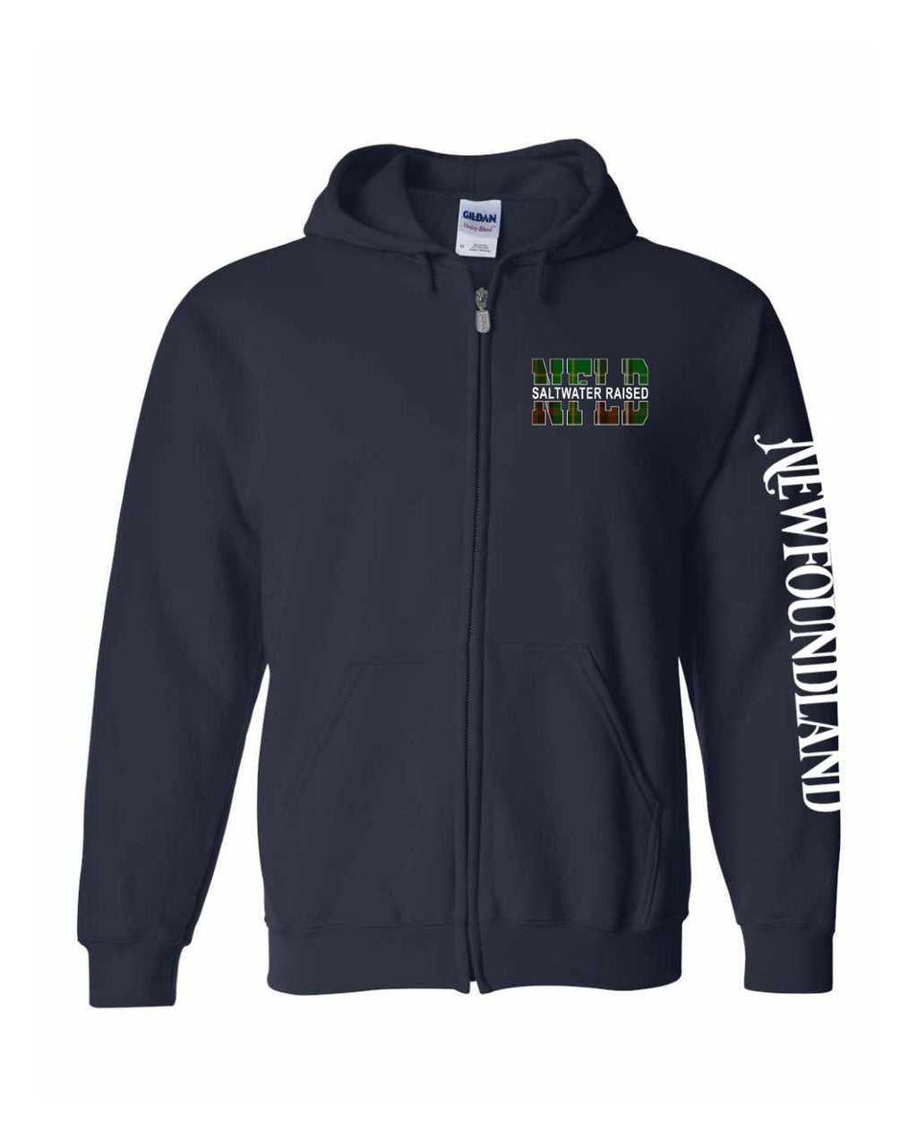 NFLD Saltwater Raised Left Chest And Sleeve Zip Hoodie - Unisex