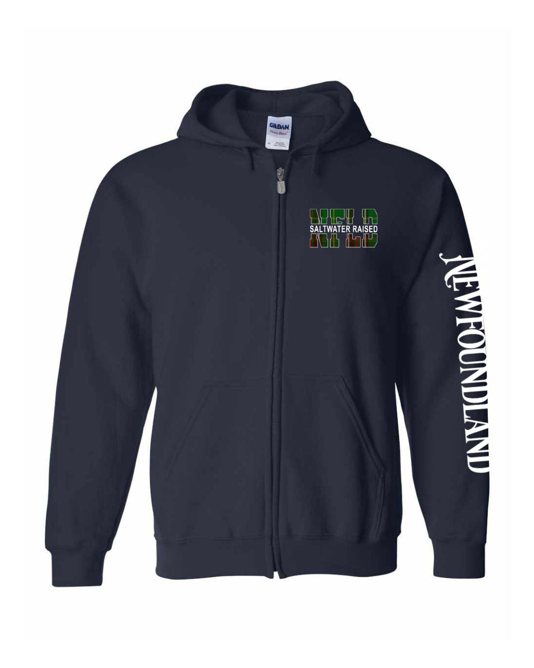 NFLD Saltwater Raised Left Chest And Sleeve Zip Hoodie - Unisex