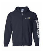 NFLD Guy Yellow Compass Left Chest And Sleeve Zip Hoodie - Unisex