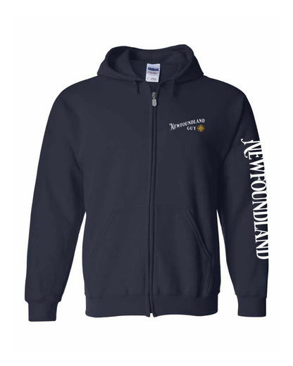 Newfoundland Guy Yellow Compass Left Chest And Sleeve Zip Hoodie