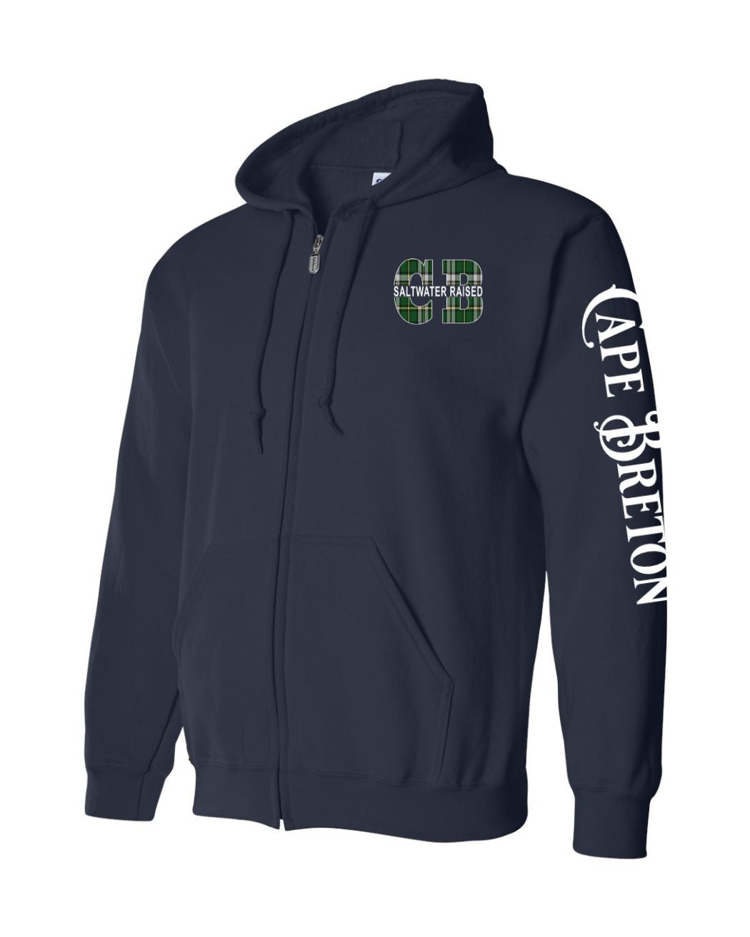 Cape Breton Saltwater Raised Left Chest and Sleeve Zip Hoodie