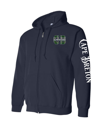 Cape Breton Saltwater Raised Left Chest and Sleeve Zip Hoodie