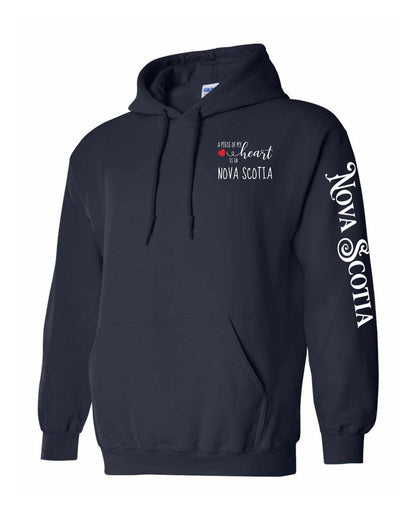 A piece of my heart is in Nova Scotia ( Red Heart ) Left Chest and Sleeve Pullover Hoodie