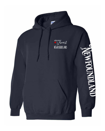 A piece of my heart is in Newfoundland Left Chest and Sleeve Pullover Hoodie