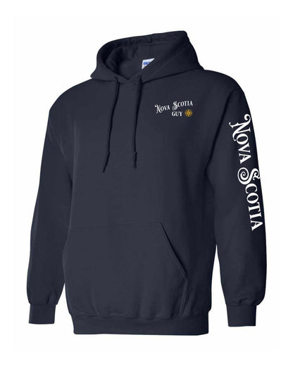Nova Scotia Guy Yellow Compass Left Chest and Sleeve Pullover Hoodie