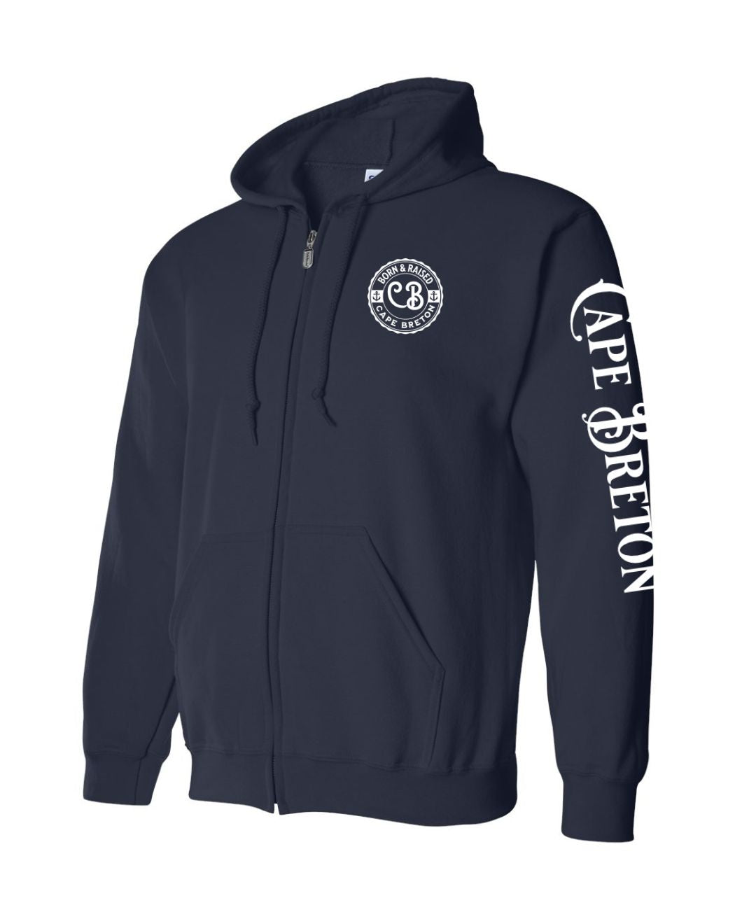 Born and Raised CB Left Chest and Sleeve Zip Hoodie - Unisex