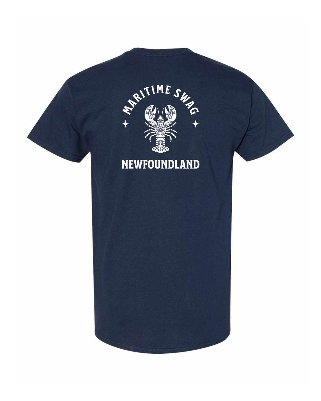 Maritime Swag NFLD Mandala white Lobster Left Chest and Back Men's Tee