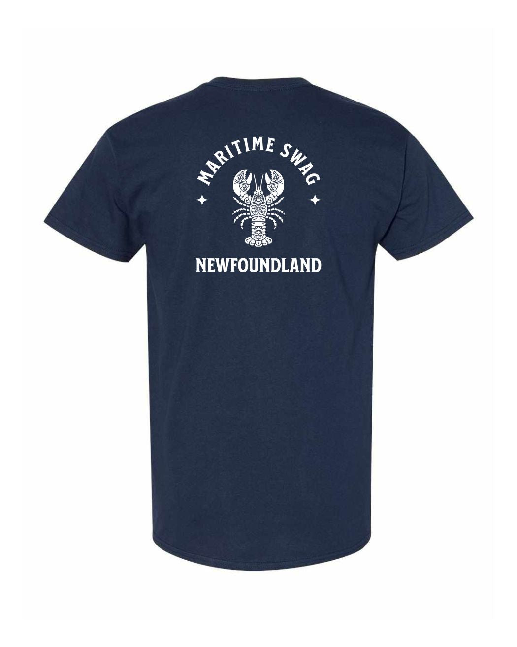 Maritime Swag NFLD Mandala white Lobster Left Chest and Back Men's Tee