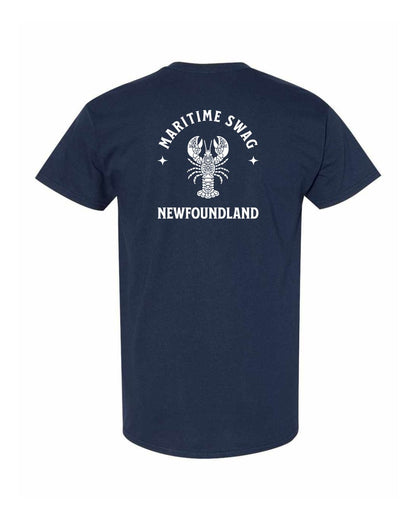 Maritime Swag Newfoundland Mandala white Lobster Left Chest and Back Men's Tee