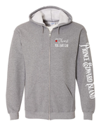A piece of my Heart PEI red heart Left Chest and Sleeve Zip Hoodie - Unisex