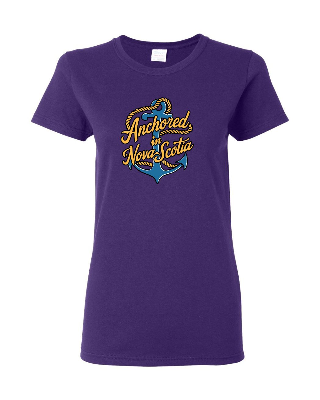 Anchored in Nova Scotia Full Front Womens Tee