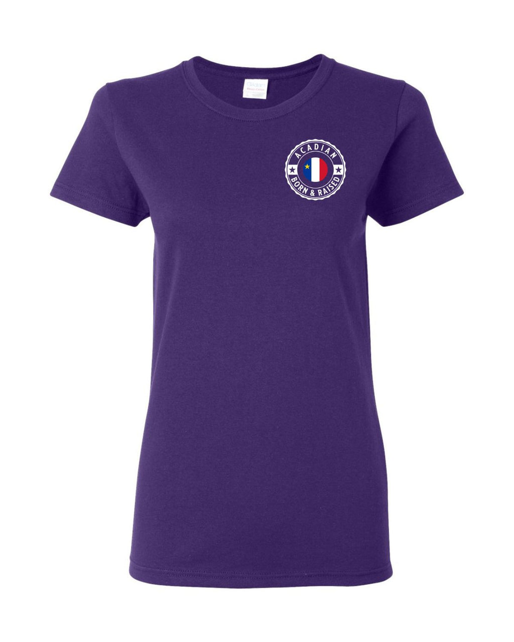 Acadian Born And Raised Flag Left Chest Women's Tee