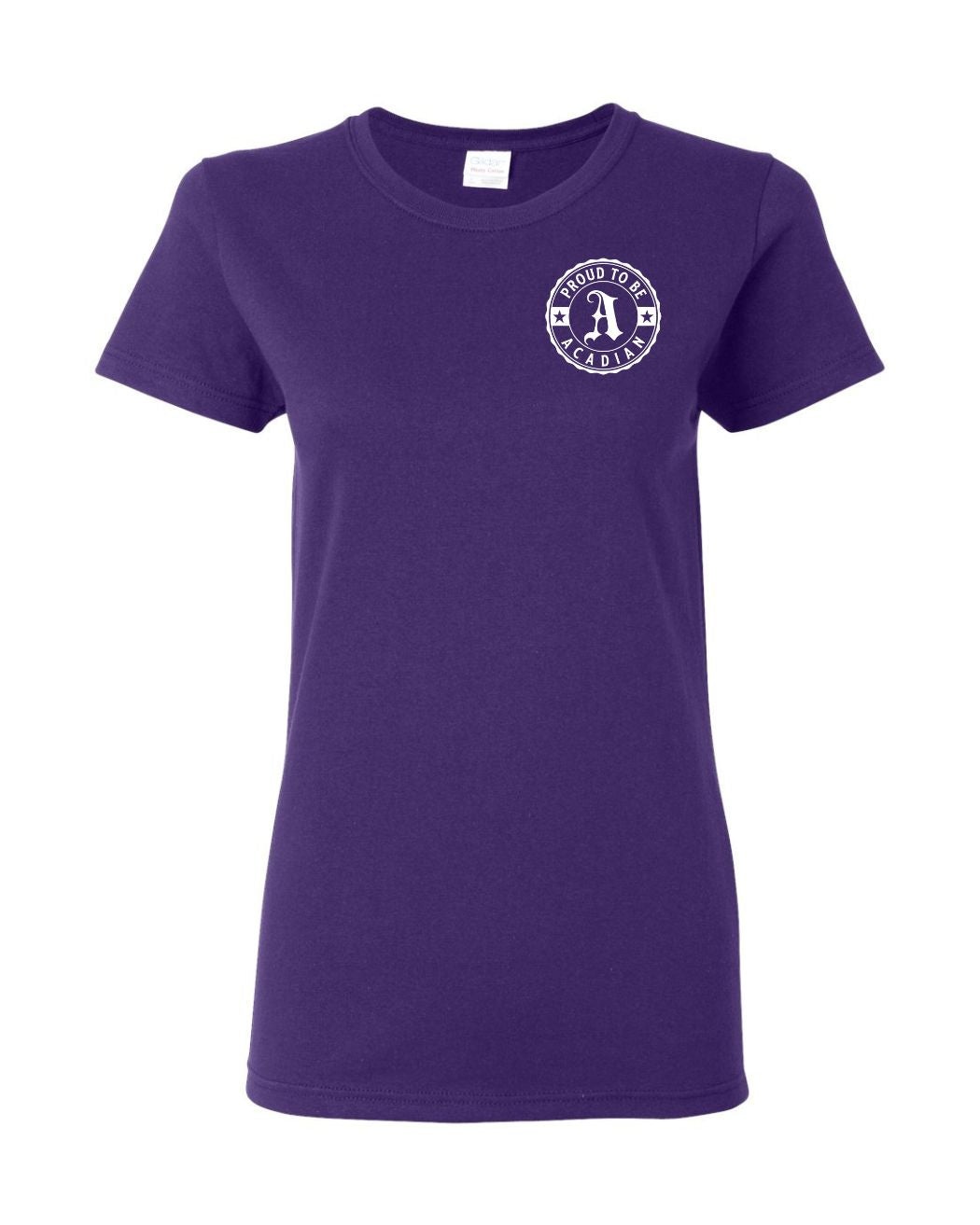 Proud to be Acadian White Initial Left Chest Women's Tee