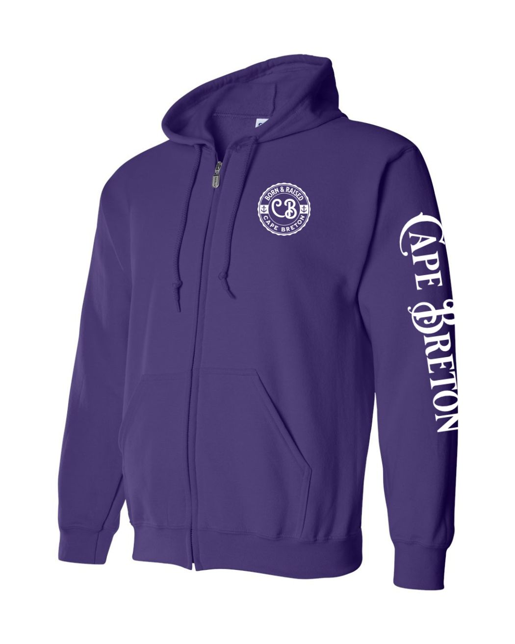 Born and Raised CB Left Chest and Sleeve Zip Hoodie - Unisex