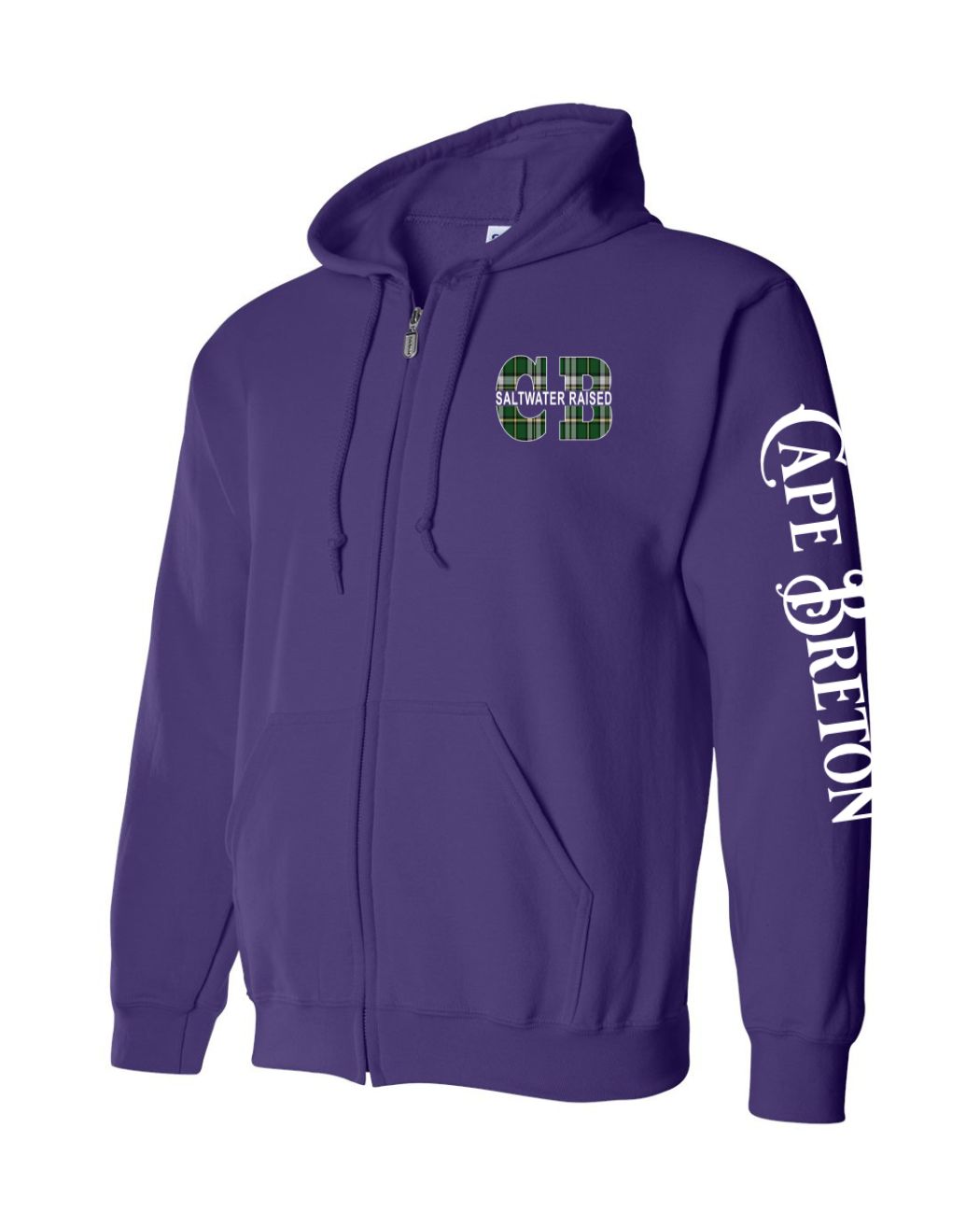Cape Breton Saltwater Raised Left Chest and Sleeve Zip Hoodie