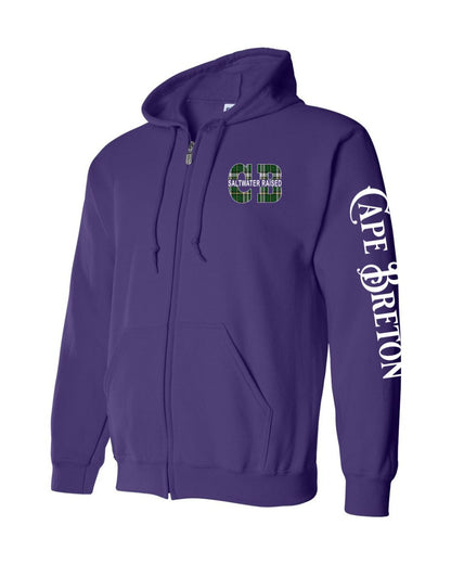 Cape Breton Saltwater Raised Left Chest and Sleeve Zip Hoodie